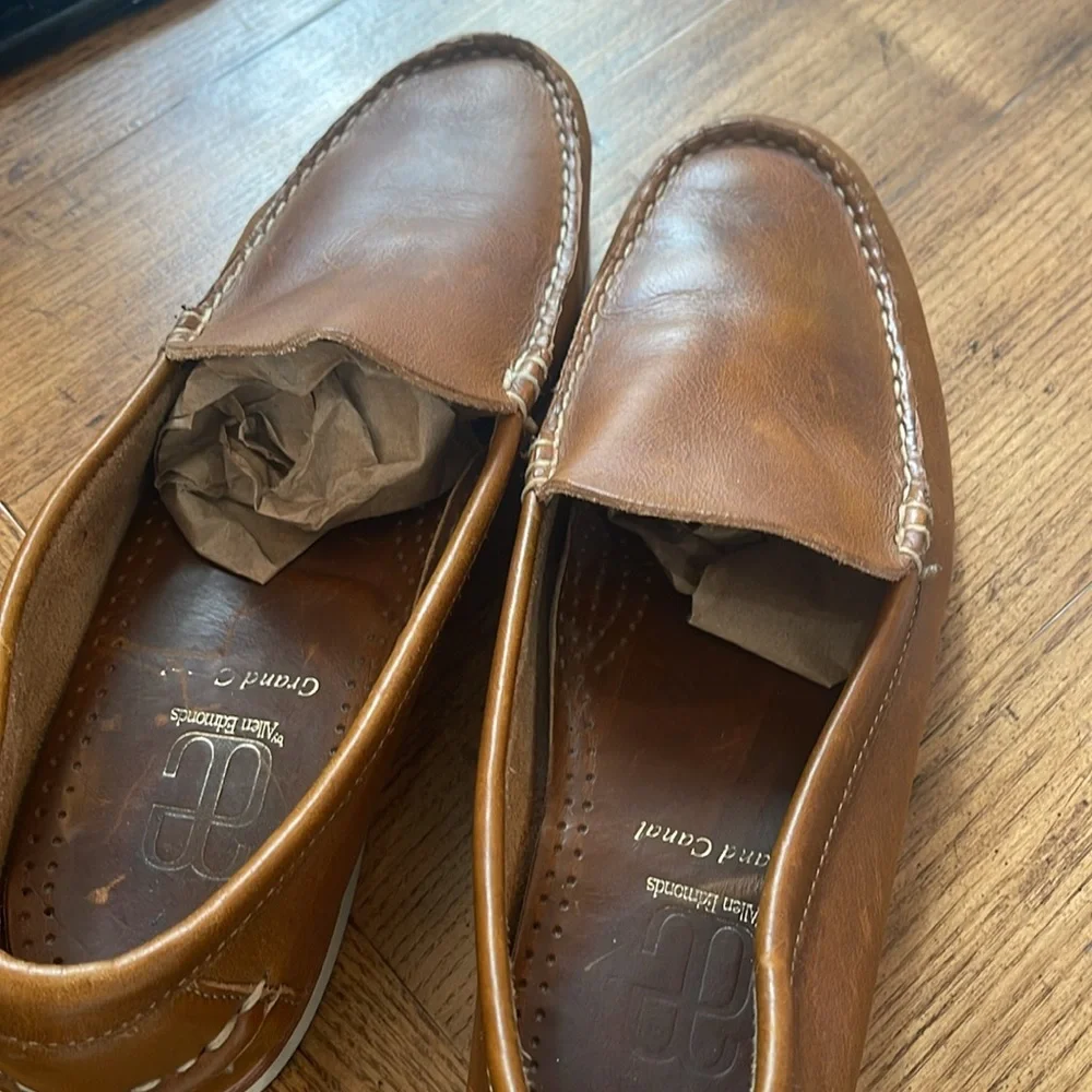 Men's Brown Allen Edmonds Grand Canal Leather Moc-Style Loafers Size 9.5D